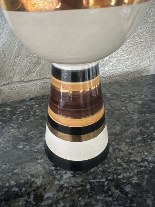 Vintage Rosenthal Netter Vase & Candle Holder – Italian Ceramic RARE Set – MCM Striped Pottery /Hand Painted Mid Century Decor Made in Italy - Image 3
