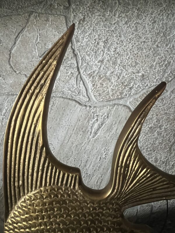 Rosenthal Netter Brass Fish Sculpture 12” – Mid Century Modern Decor – Korean Vintage Angelfish – Nautical Shelf Art – MCM Brass Figurine - Image 5