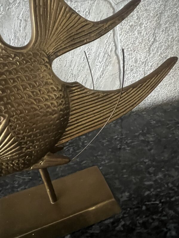 Rosenthal Netter Brass Fish Sculpture 12” – Mid Century Modern Decor – Korean Vintage Angelfish – Nautical Shelf Art – MCM Brass Figurine - Image 7