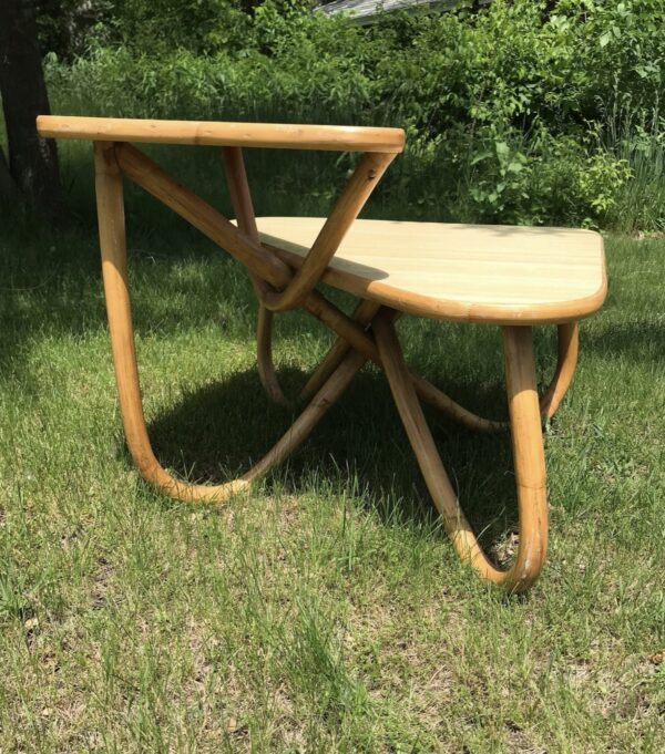 Mid Century Bi Level Triangle Rattan Bentwood Table Paul Frankl - Image 2