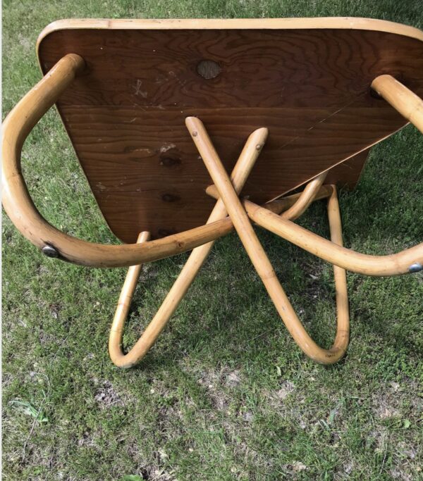 Mid Century Bi Level Triangle Rattan Bentwood Table Paul Frankl - Image 5