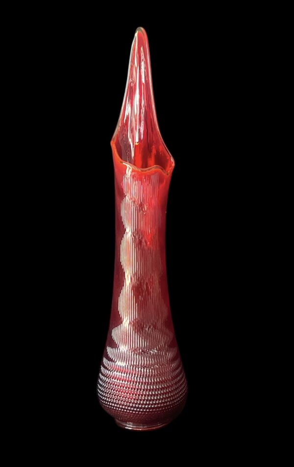 Vintage LE Smith Swung Glass Vase 34” Tall Ruby Red Mid-Century Modern XLarge Vase - Image 2