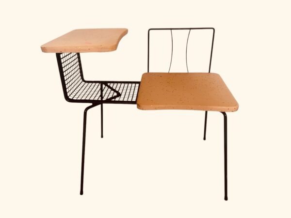 Vintage MCM Gossip / Phone Bench 1950s Atomic Bench Chair