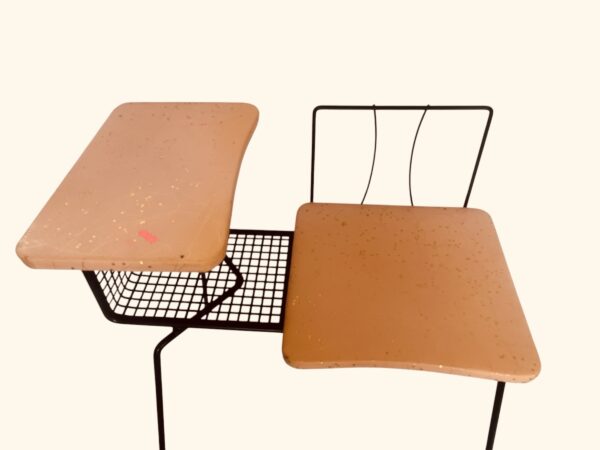 Vintage MCM Gossip / Phone Bench 1950s Atomic Bench Chair - Image 2