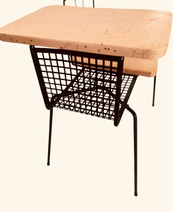 Vintage MCM Gossip / Phone Bench 1950s Atomic Bench Chair - Image 4