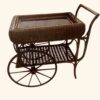 Vintage -Antique Wicker Tea Trolly/Bar Cart with Removable Glass Top Tray - Image 12