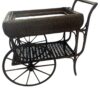 Vintage -Antique Wicker Tea Trolly/Bar Cart with Removable Glass Top Tray - Image 11