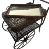 Vintage -Antique Wicker Tea Trolly/Bar Cart with Removable Glass Top Tray - Image 4