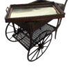 Vintage -Antique Wicker Tea Trolly/Bar Cart with Removable Glass Top Tray - Image 5
