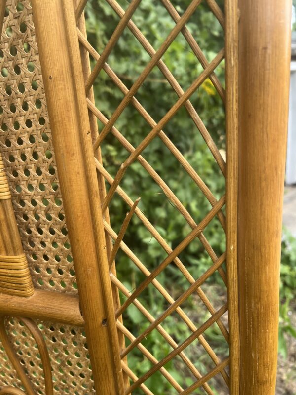 Vintage Rattan & Cane 3-Panel Folding Screen / Room Divider - Image 10
