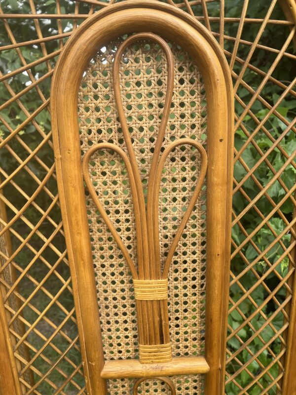 Vintage Rattan & Cane 3-Panel Folding Screen / Room Divider - Image 7