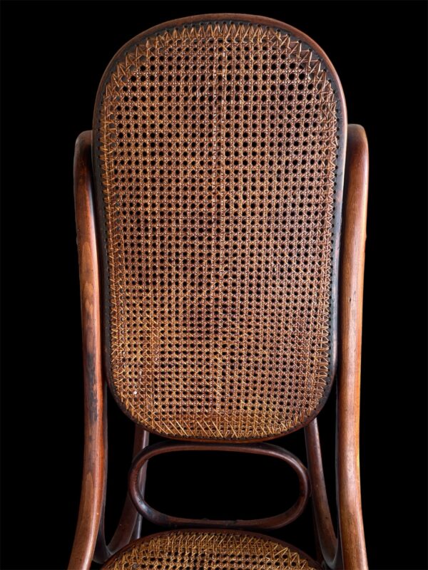 Vintage Armless Thonet Bentwood Rocking Chair with Cane Seat & Back - Image 5