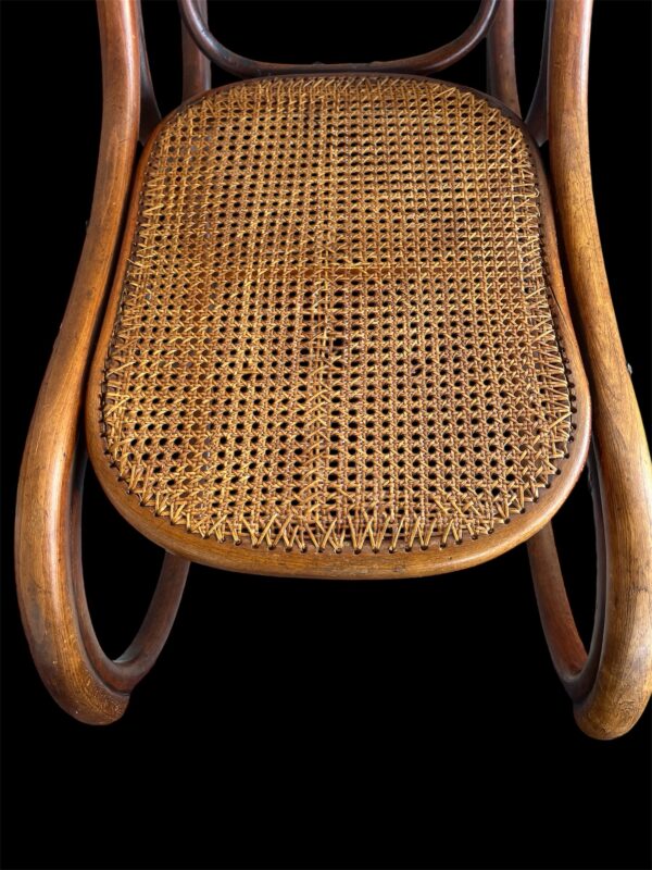 Vintage Armless Thonet Bentwood Rocking Chair with Cane Seat & Back - Image 10