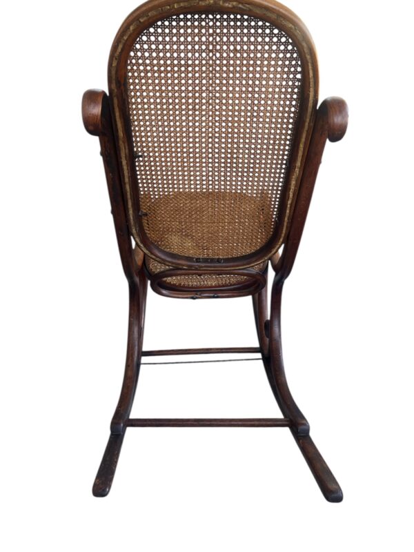 Vintage Armless Thonet Bentwood Rocking Chair with Cane Seat & Back - Image 8