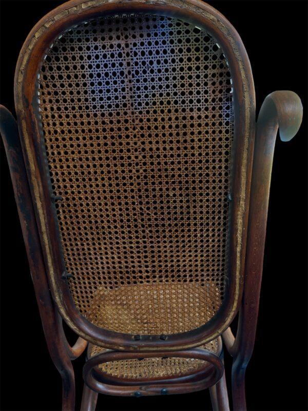Vintage Armless Thonet Bentwood Rocking Chair with Cane Seat & Back - Image 7
