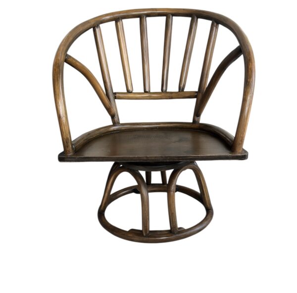 Vintage Rattan Swivel Barrel Chair/ Mid Century Modern Accent Seating / Boho Coastal Retro Furniture / MCM Lounge Chair.