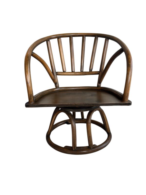 Vintage Rattan Swivel Barrel Chair/ Mid Century Modern Accent Seating / Boho Coastal Retro Furniture / MCM Lounge Chair. - Image 2