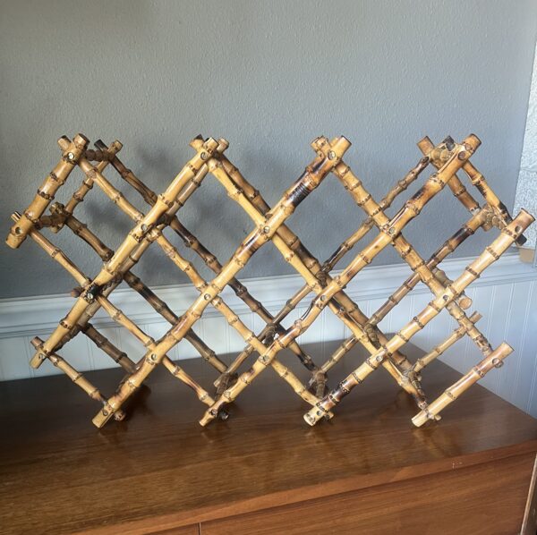 Vintage Burnt Bamboo Expandable Wine Rack - Image 2