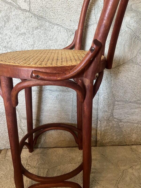 Vintage Bentwood Bar Stool: Thonet Style Cane Seat, Made in Romania - Image 7