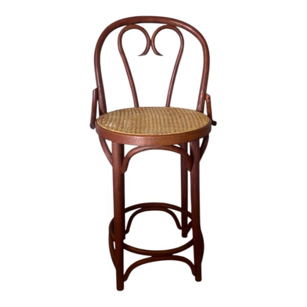 Vintage Bentwood Bar Stool: Thonet Style Cane Seat, Made in Romania - Image 2