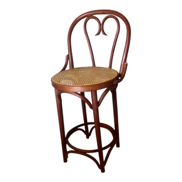 Vintage Bentwood Bar Stool: Thonet Style Cane Seat, Made in Romania - Image 3