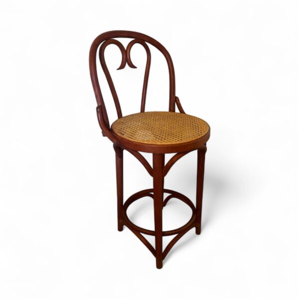 Vintage Bentwood Bar Stool: Thonet Style Cane Seat, Made in Romania