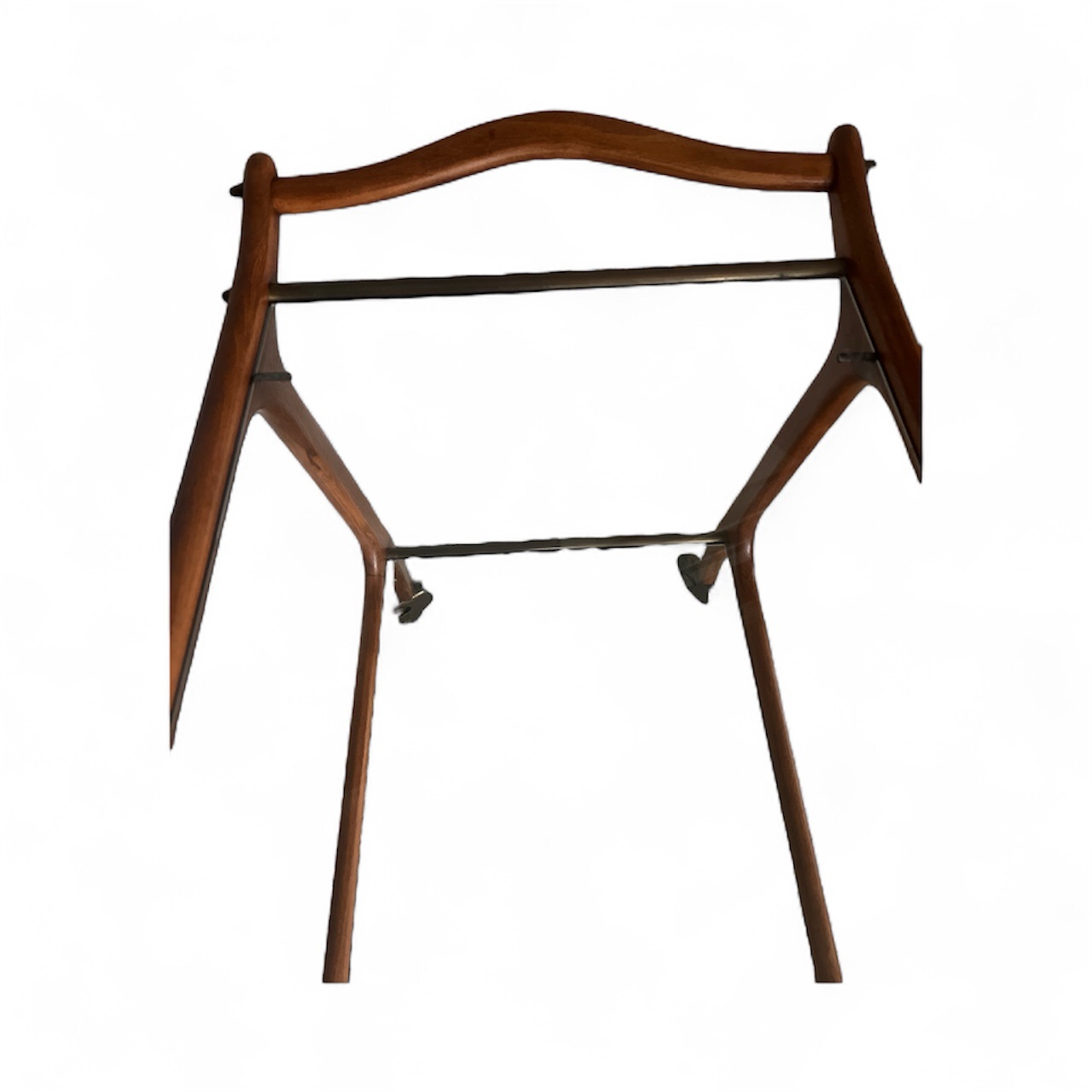 Danish Mid-Century Modern Teak & Glass Bar Cart / Serving Trolley on Brass Casters - Image 5