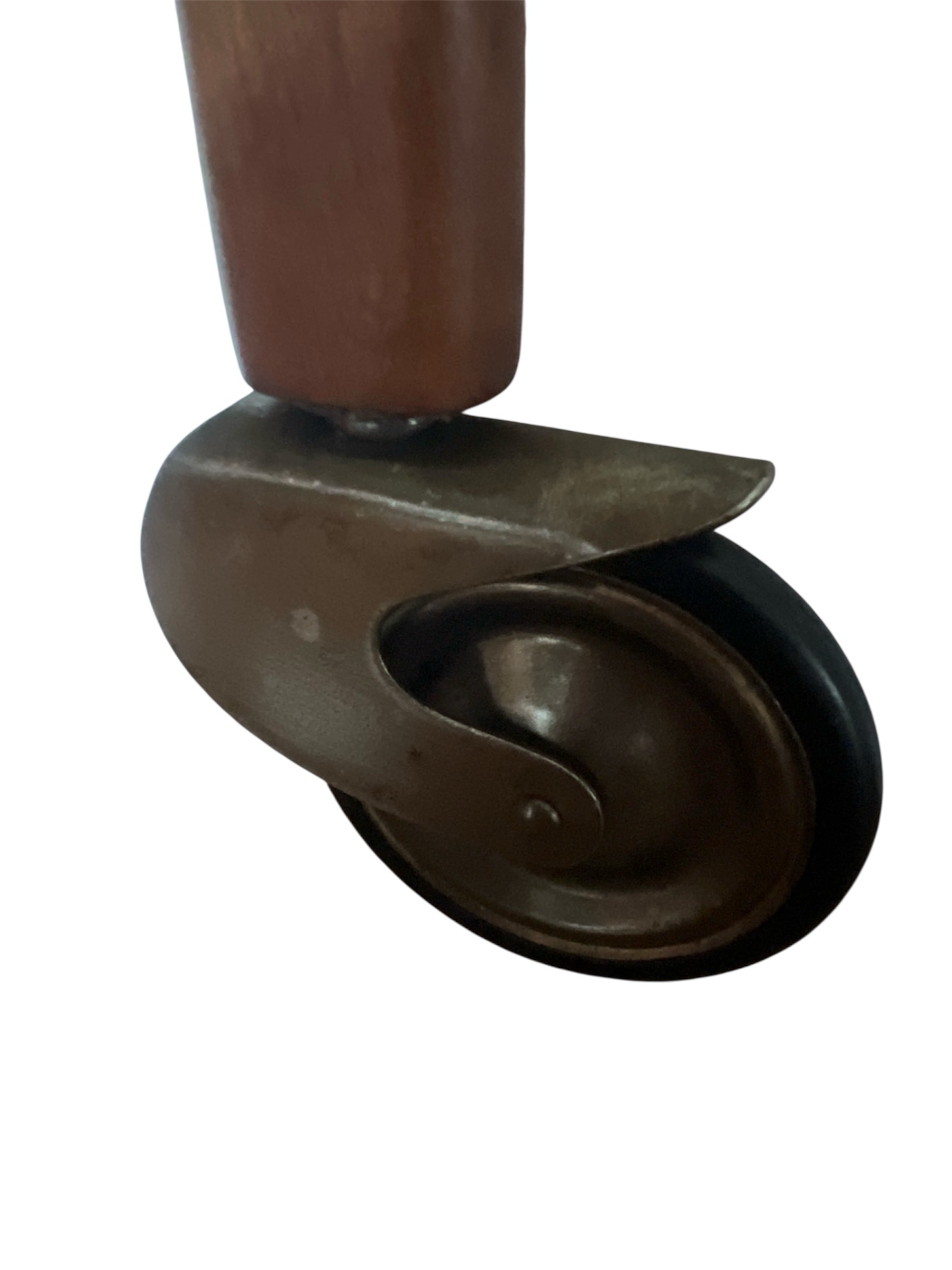 Danish Mid-Century Modern Teak & Glass Bar Cart / Serving Trolley on Brass Casters - Image 9