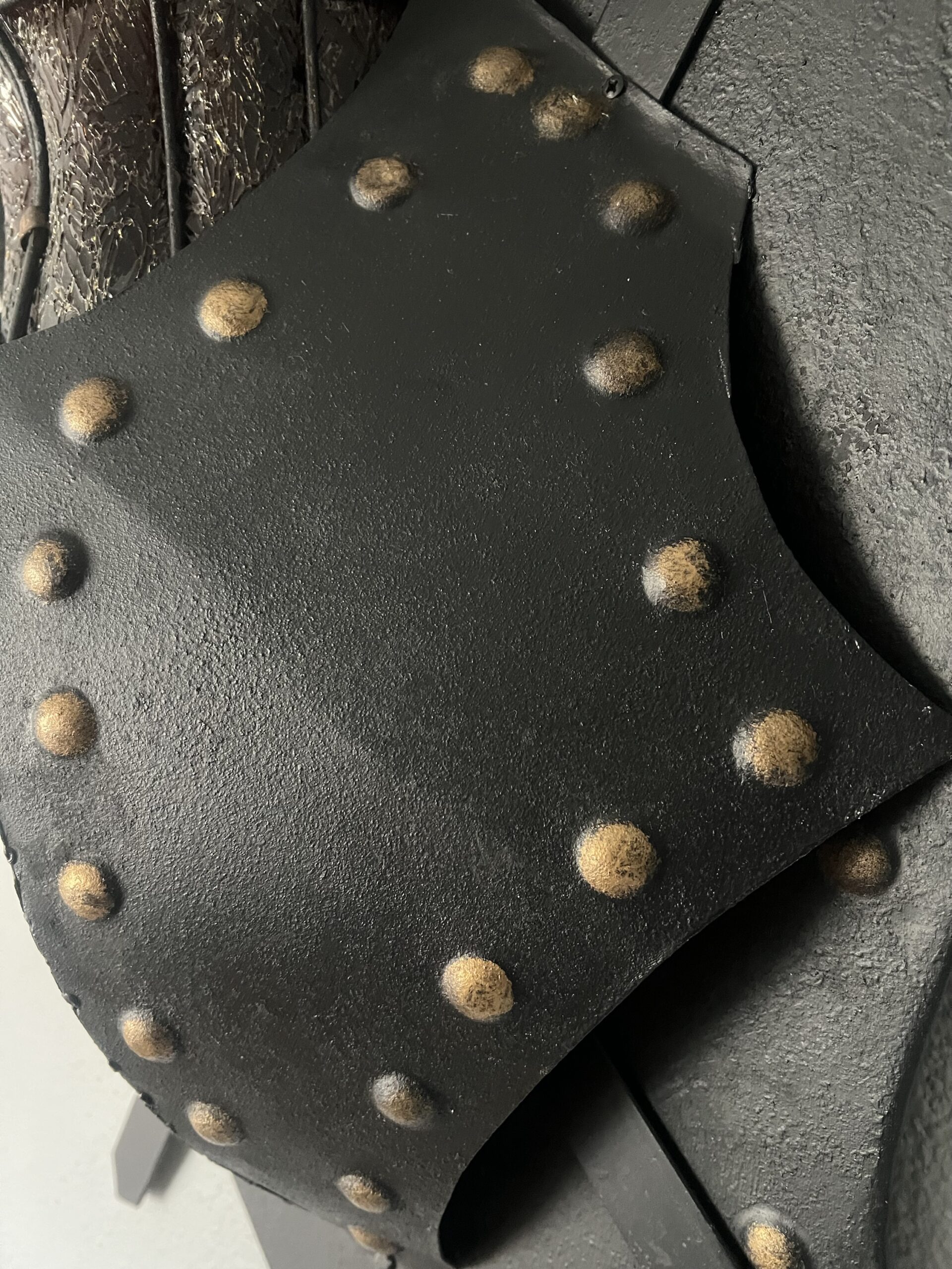 Vintage Medieval Knight Wall Display with Amber Glass Helmet - Image 4