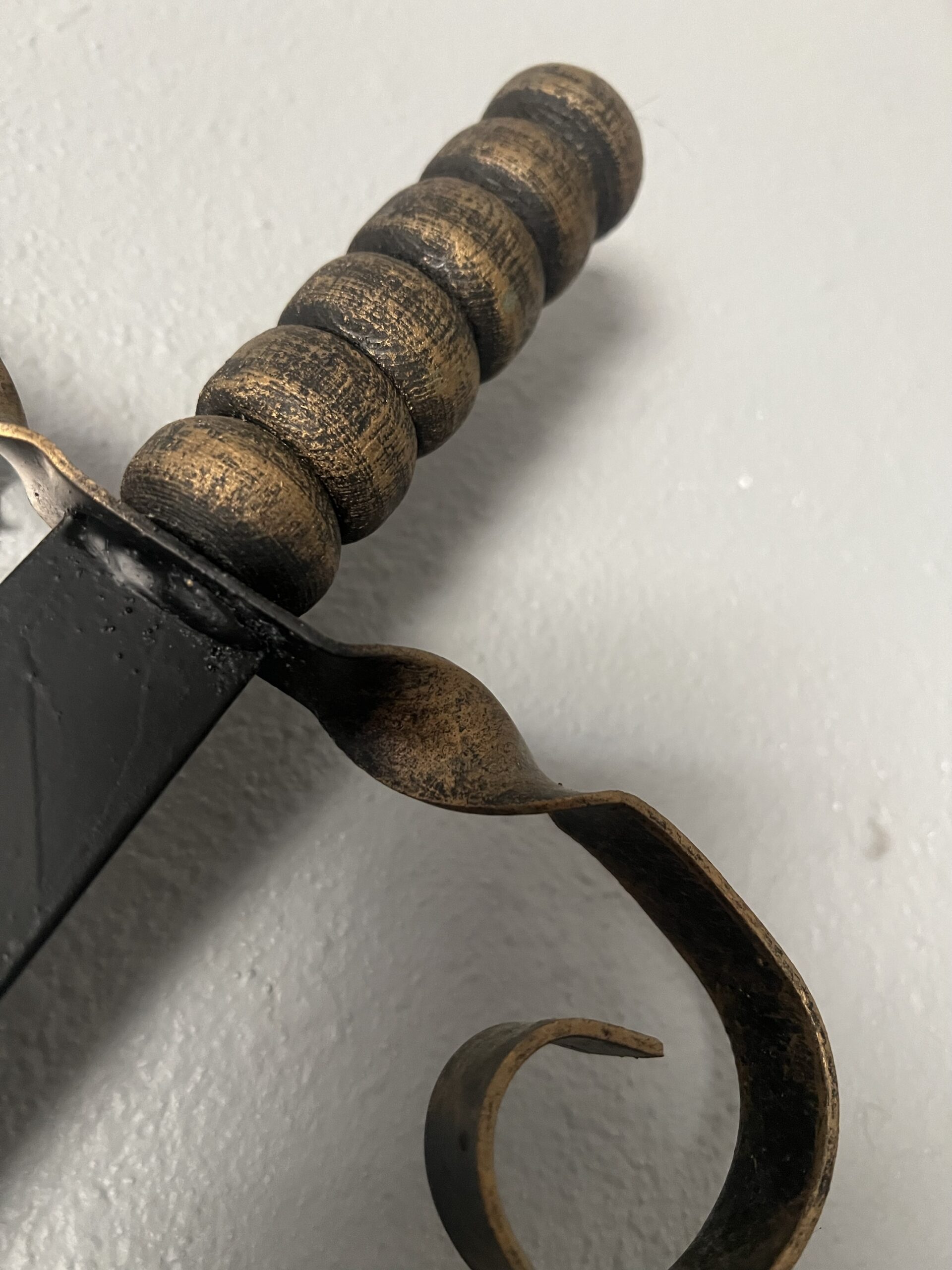 Vintage Medieval Knight Wall Display with Amber Glass Helmet - Image 9